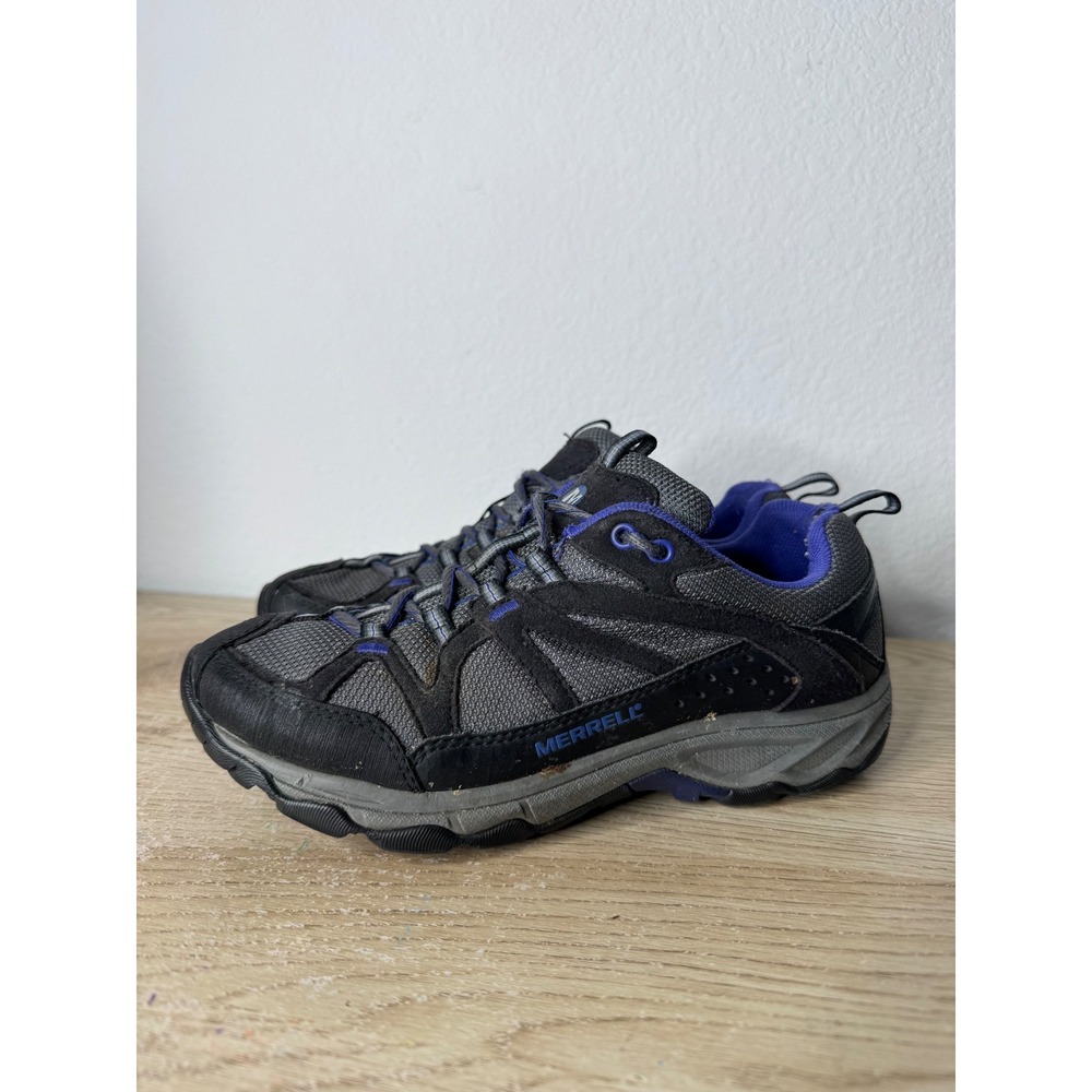 Merrell Womens Hiking Shoes Black Grey Purple Low Top J55684 Size 7.5 Outdoor